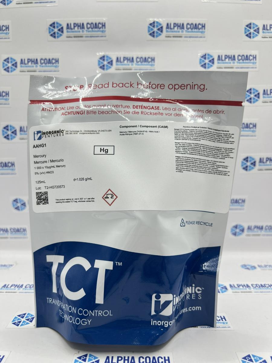 Chất chuẩn đo Hg 1000 ug/ml, mã AAHG1, chai 125ml, hãng IV, Mỹ